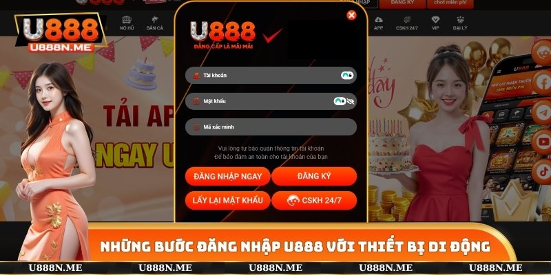 Những bước đăng nhập U888 với thiết bị di động